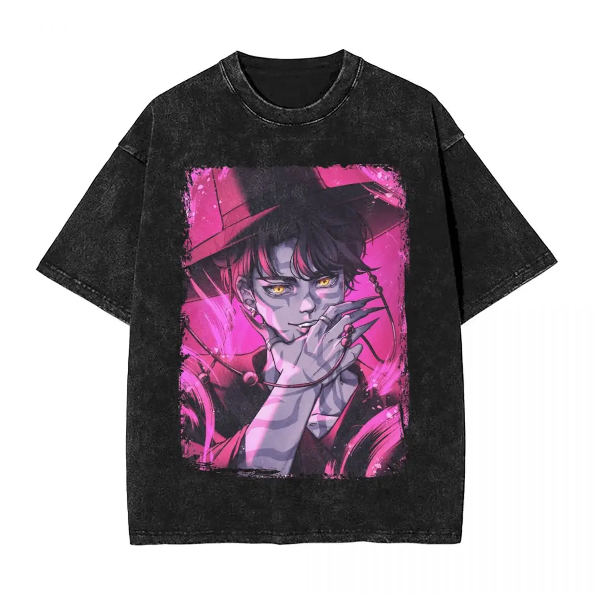 

Мужская футболка Saja Boys Jinu Your Idol KPop Demon Hunters Washed Футболки Хип-хоп Пляжная футболка Ретро Хлопковая одежда Плюс Размер