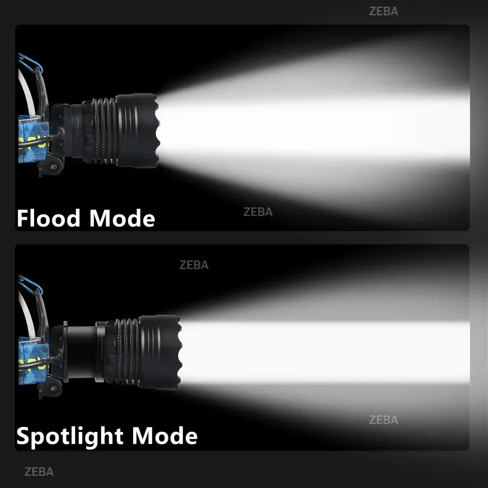 Headlamp Upgraded Version 4 cores Super Long Range Powerful LED High Power Zoom Headlight Strong Light Head Lamp Fishing Hiking