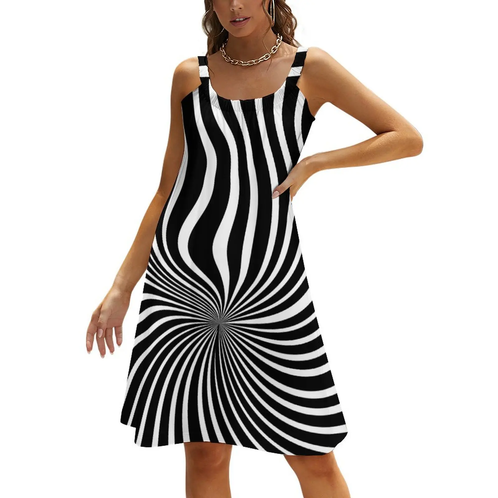 

60's Op Art Black and White Beach Sling Skirt evening dresses ladies evening dress women