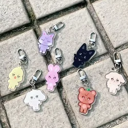 8pcs KPOP Cartoon Keychain Acrylic Double-Sided Transparent Creative Pendant WooYoung JongHo YunHo Star Peripheral Bag Keyring