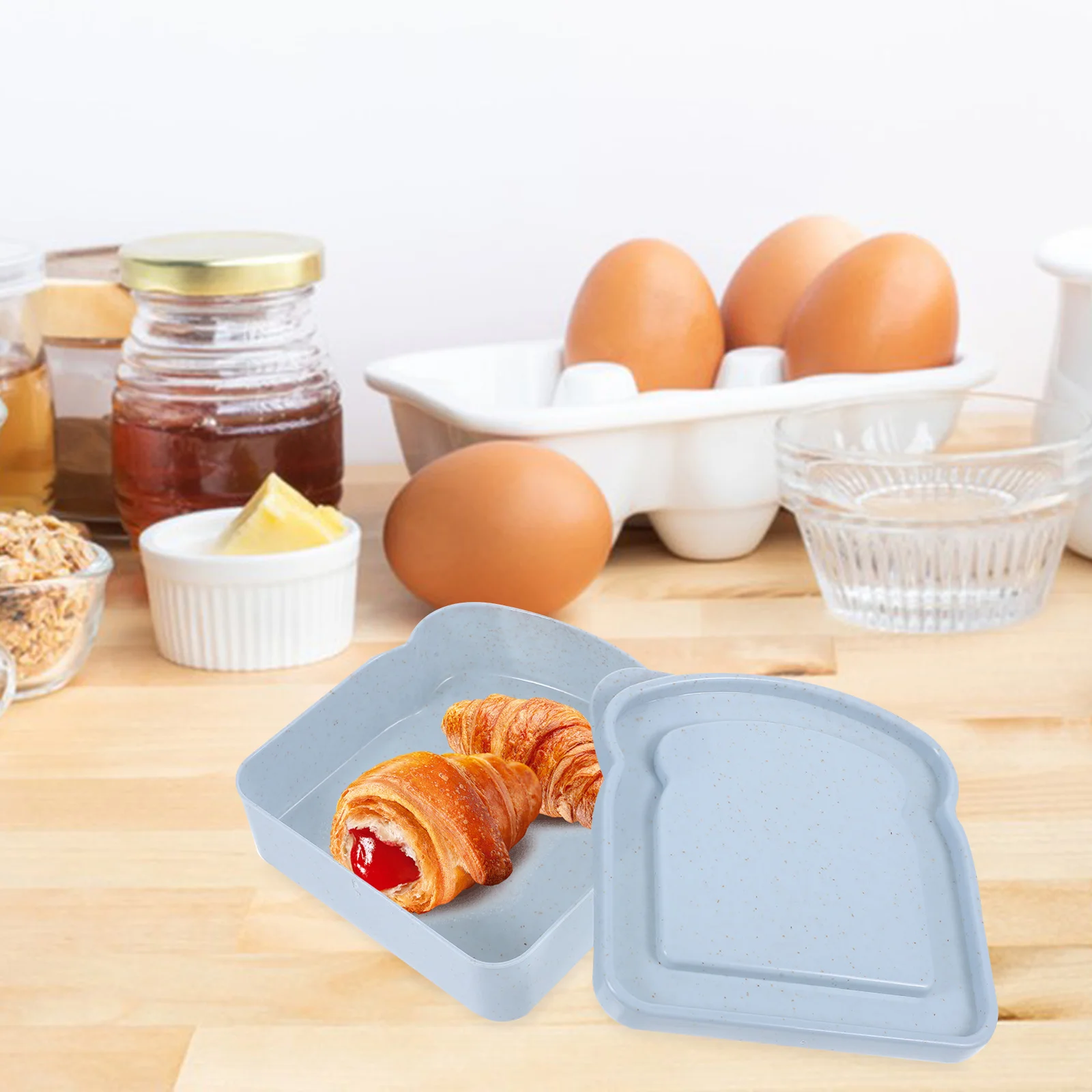

5pcs Bread Container Storage Box Sandwiches Lightweight Sealed Food Containers Reusable Kitchen Home Bakery Coffee