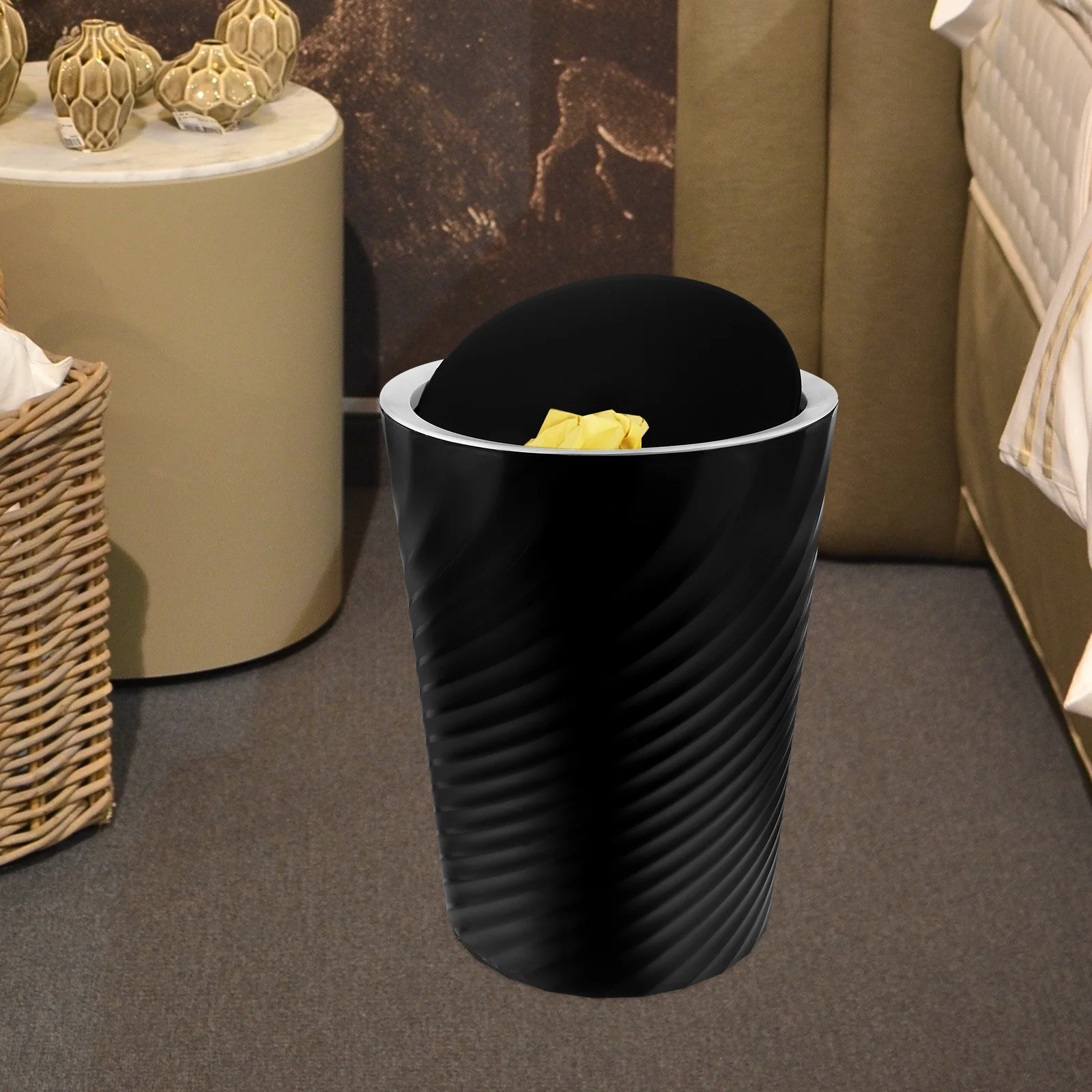 

Threaded Trash Can Waste Basket Trashcans Container Garbage Pail Rubbish Bin Office Small Wastebasket