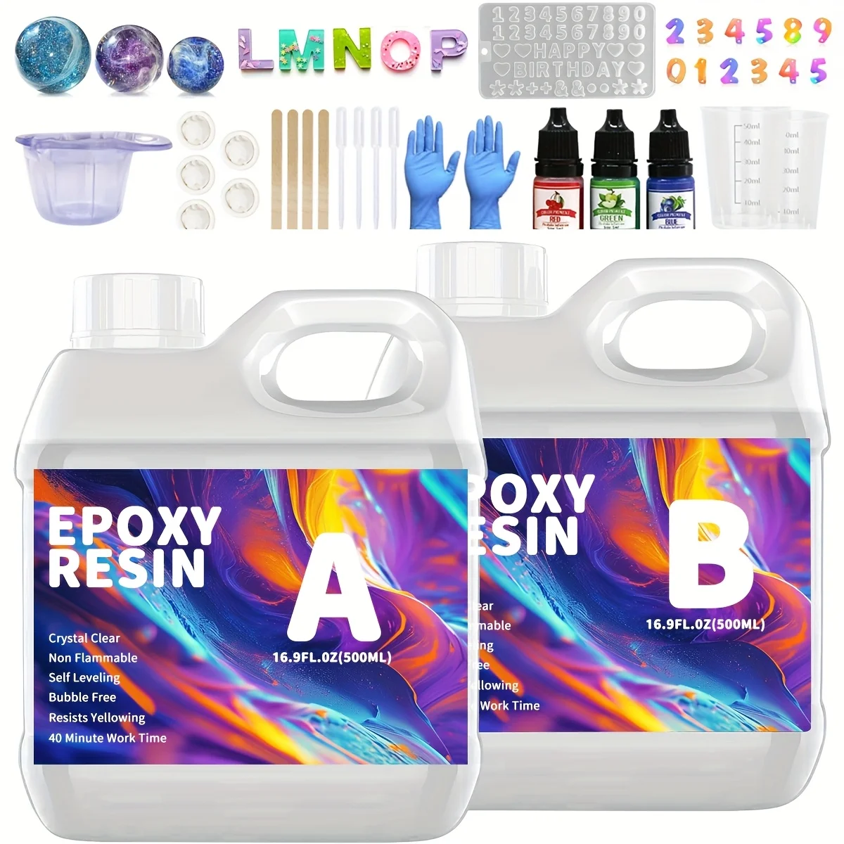 

500ML Fast Curing Epoxy Resin Set Bubble Free Low Odor For Handmade Jewelry Keychain Holiday Gift Projects