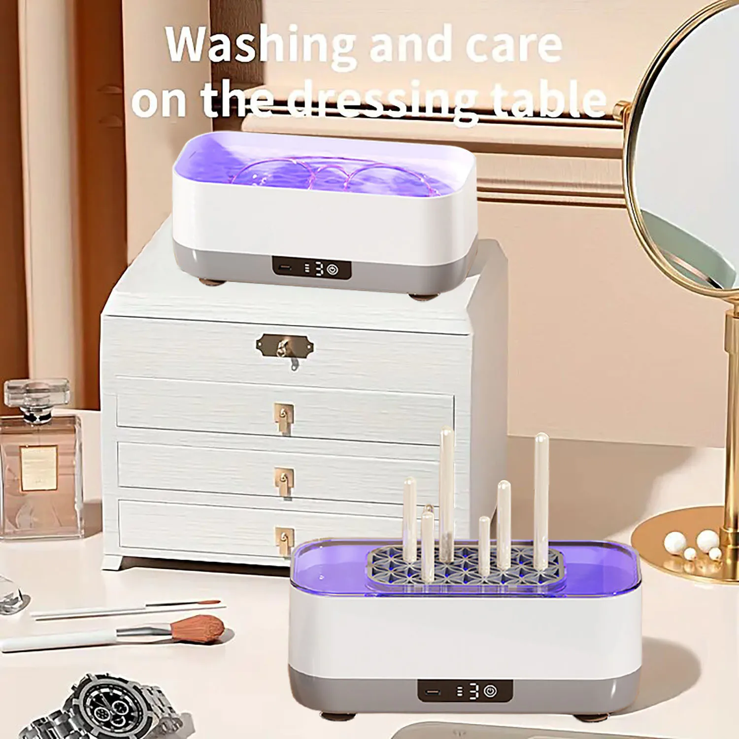 น้ํายาเช็ดแว่นตาแบบพกพา 360 °   ทําความสะอาด ชาร์จ USB เหมาะสําหรับแปรงแต่งหน้า แว่นตา กล่องเก็บเครื่องประดับที่เป็นมิตรในการเดินทาง