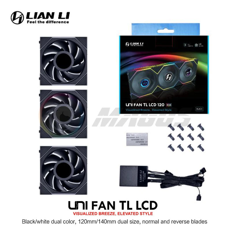 Imagem -04 - Lian li Lcd-case Fan Frente e Verso Monitor Display Tl120 Tl140 16 400x400 pc Pcs Pack Nova Chegada