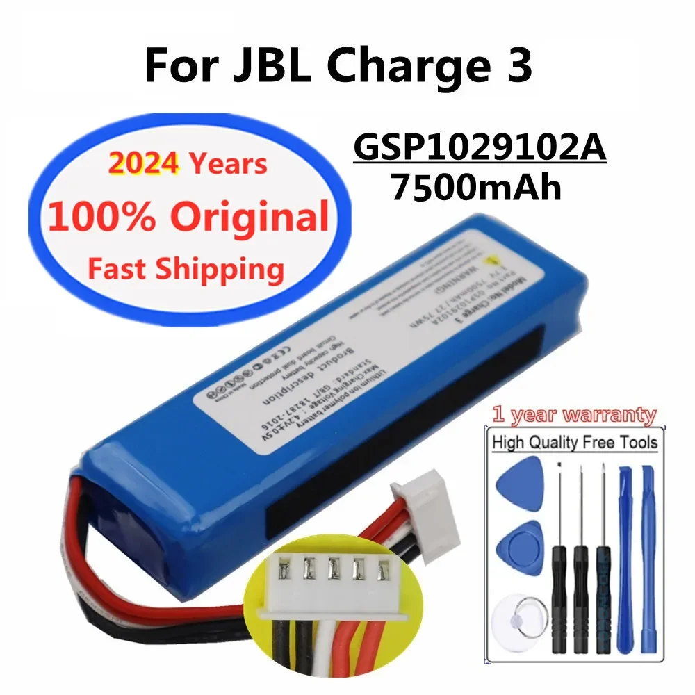 

2024 years 100% Original Speaker Battery For JBL Charge3 Charge 3 GSP102910A CS-JML330SL 7500mAh Battery Bateria Fast Shipping