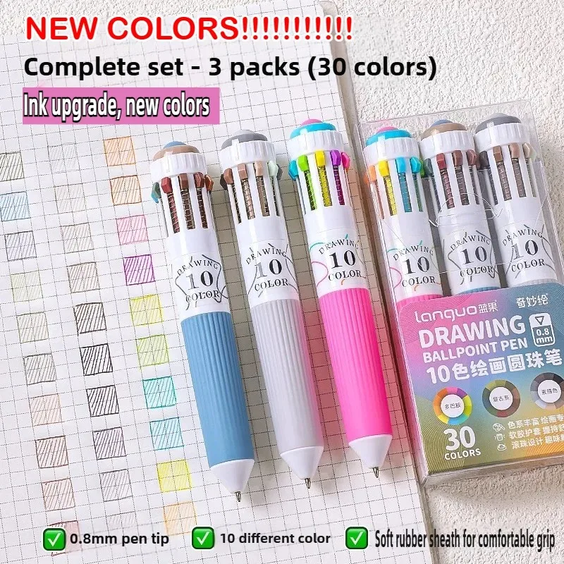 

LANGUO 88/10 Colors Ballpoint Pen 0.8mm Cartoon Soft Grip Press for Drawing Multicolor Writing Pen Office School Supplies