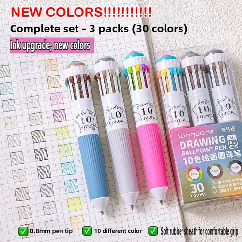 Imagen 1 del producto LANGUO-Bolígrafo de 88/10 colores, 0,8mm, prensa de agarre suave de dibujos animados para dibujar, bolígrafo de escritura Multicolor, suministros escolares de oficina
