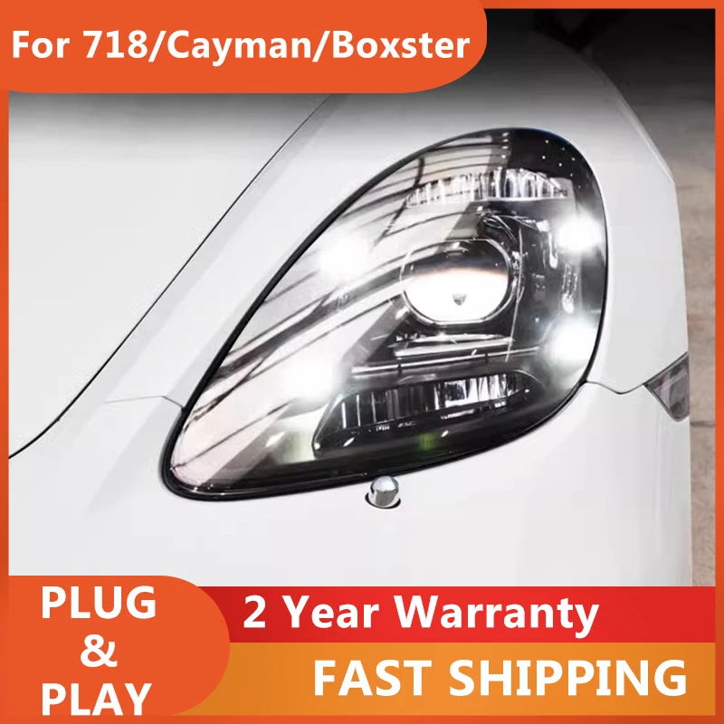 Car Accessories for Porsche Boxster Headlights 2016-2021 Head Light for Porsche 718 Cayman DRL Turn Signal High Beam Angel Eye P