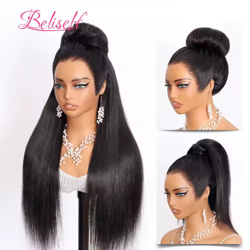 HD Transparent Lace Front Human Hair Wig 13x4 13x6 Straight Frontal Wig Pre Plucked 5x5 HD Lace Closure Wig Beliself Hair - Image 4