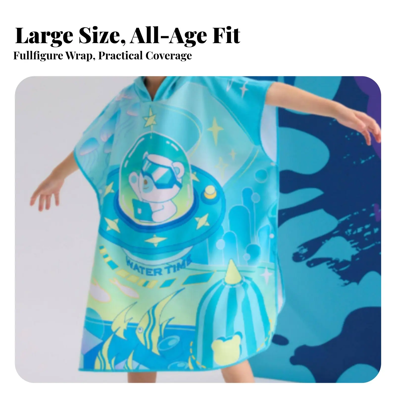 

Children's Hooded Bath Towel, Quick Dry Microfiber, Absorbent Robe, Cartoon Pattern, Swimming, Spa, Sports