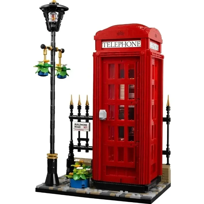 

New Red London Telephone Box Compatible 21347 Building Blocks Bricks Classic British Symbol Light Toys For Adult Kids Gifts