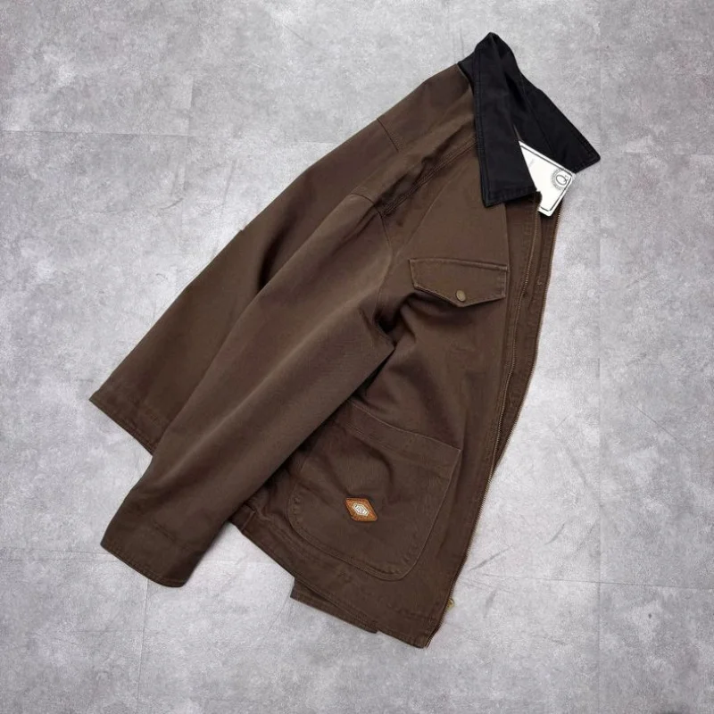 

Винтажная джинсовая куртка оригинального дизайна с отложным воротником, мужская одежда, весенний сезон, 100% хлопок, верхняя одежда