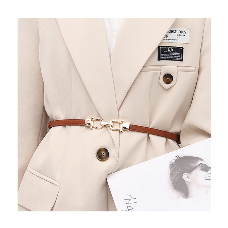 Verstellbare dünne Gürtel für Damen, modischer Gürtel für Mantel und Kleid, Taillengürtel mit Metallhaken-Schnalle – Detail 8