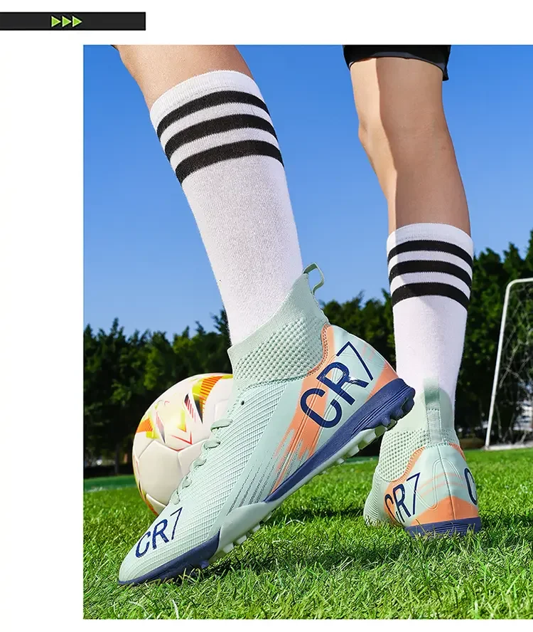 Dual-stud High-top Soccer Boots, Shockproof And Durable. Integrated Long Broken Studs Design To Meet Daily Football Exercise