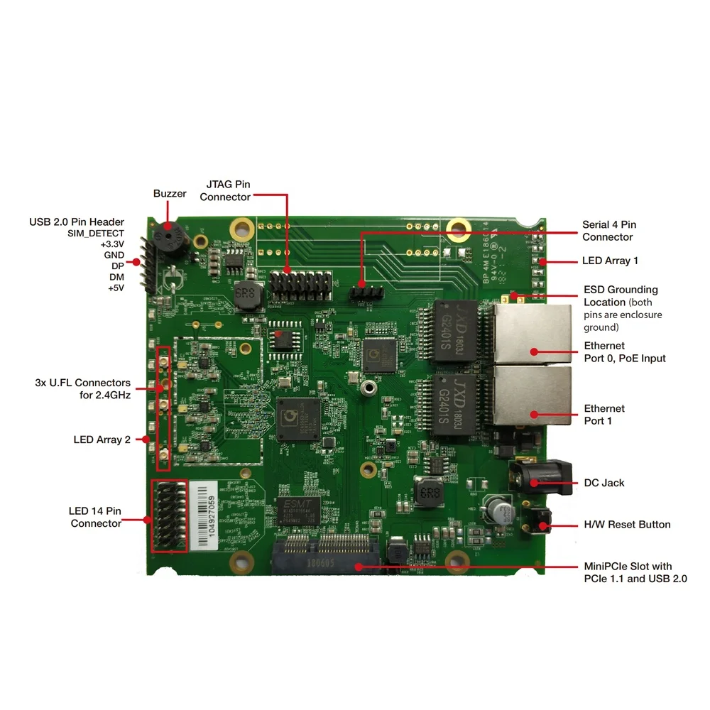 WPJ563 Atheros QCA9563 2.4GHZ 3x3 MIMO 23dBm WIRELESS Embedded Board