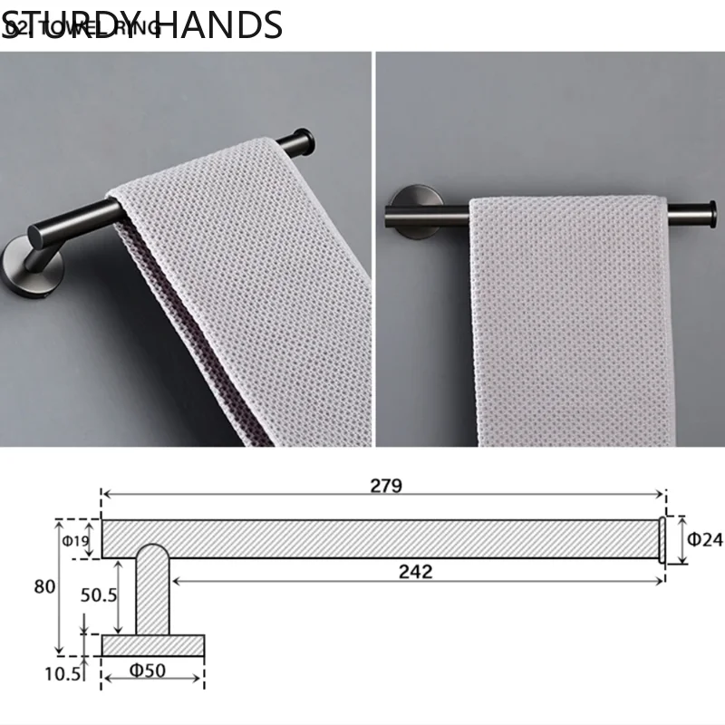 Bagnolux Stainless Steel Gun Gray Black Polished Chrome Brushed Gold Hanger Hook Towel Bar Paper Holder STURDY HANDS view 2