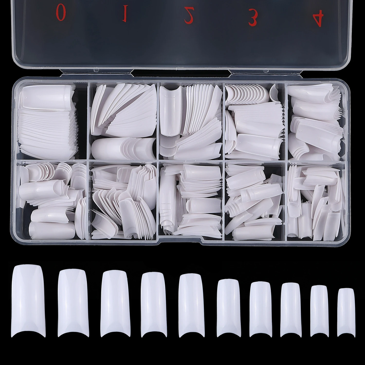 500 stks/doos Witte Franse Valse Nagel Tips Half Cover 10 Maat Beschikbaar voor Nagelverlenging Manicure Lange Nagel Tips