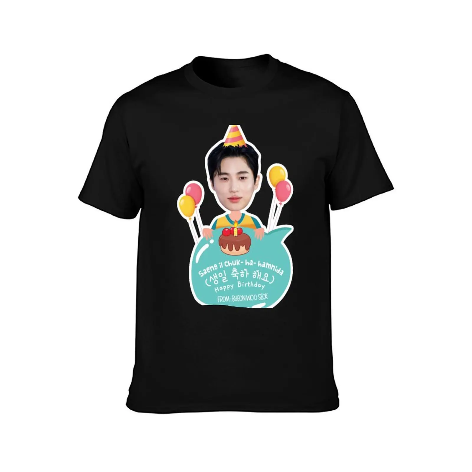 Lovely Runner Kdrama - Byeon Woo Seok Happy Birthday T-Shirt Plus Size Street Style Tee T-Shirt