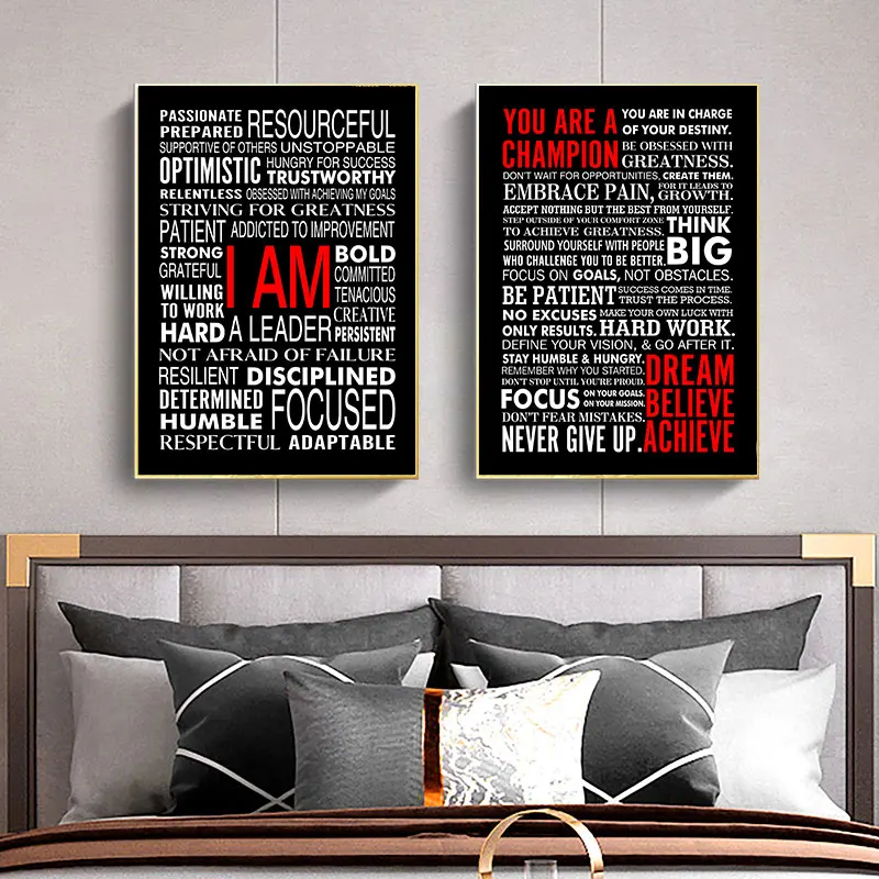 Modern Black White Inspirational Words Canvas Art Prints Motivational Wall Decorative Poster for Living Room Bedroom Office​
