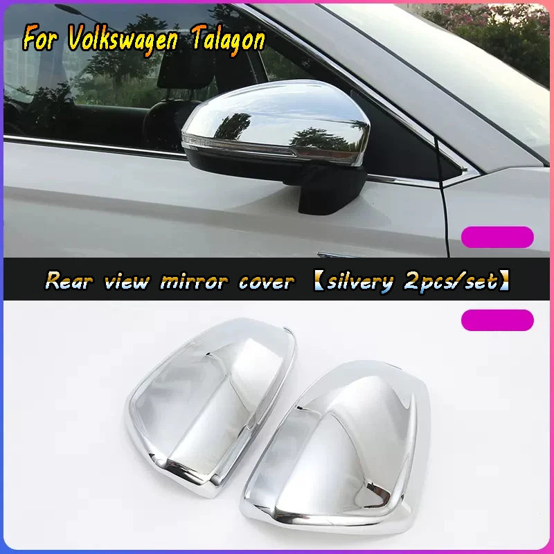 Suitable for Volkswagen Talagon 2023 car exterior carbon fiber rearview mirror cover silver ABS material 2 pieces/set