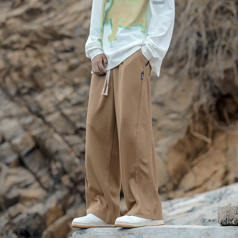 

Loose Men's Straight Leg Sport Pants Wide Leg Casual Long Trousers Street Sle High Waist Autumn Faion y Sweatpants