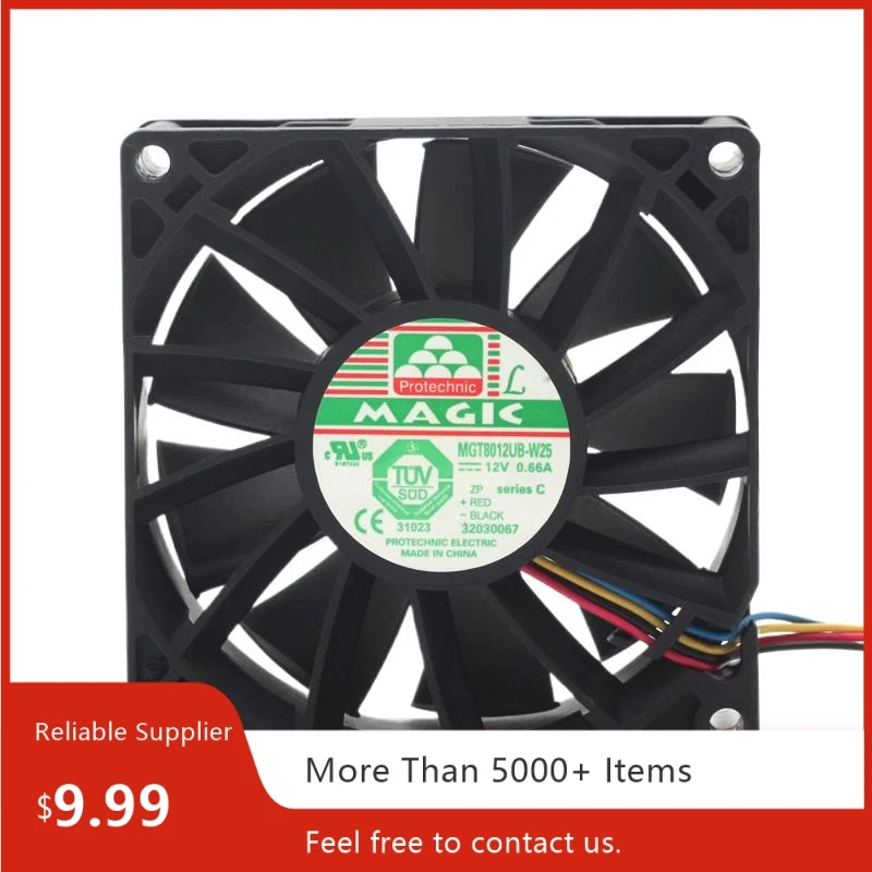

MGT8012UB-W25 80mm 8025 High-Speed PWM Cooling Fan, DC 12V 0.66A, 5400 RPM, High CFM for PC, Server, and Industrial Cooling