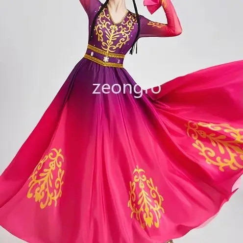 

Women's new Xinjiang dance dress female adult Uyghur dance opening dance big skirt ethnic wind performance