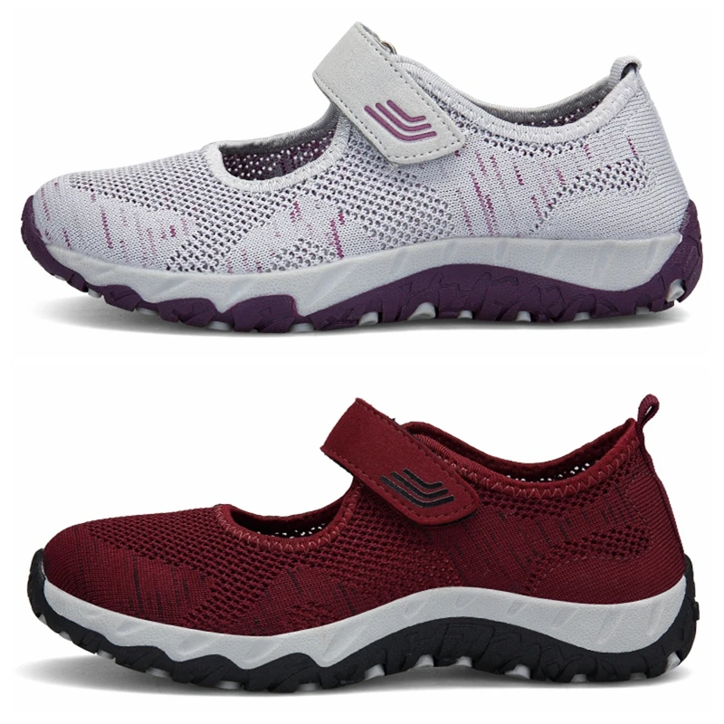 Women's Breathable Walking Shoes Ladies Fashion Mary Jane Sneakers Adjustable Working Nurse Shoes Lightweight Flats Roll