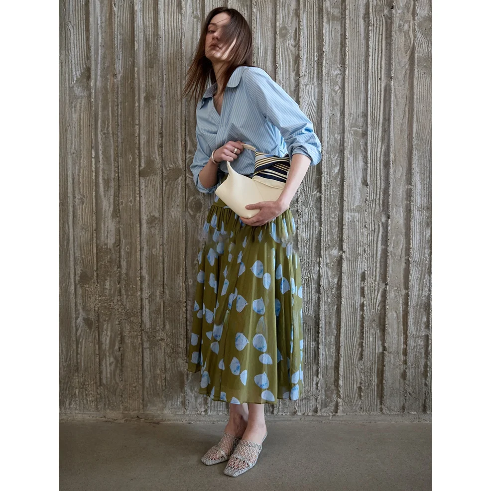 

Self-Kept Best Selling Striped irt Collared Commuter Versatile Top Korean Sle Long Sve Button Detail Regular Length