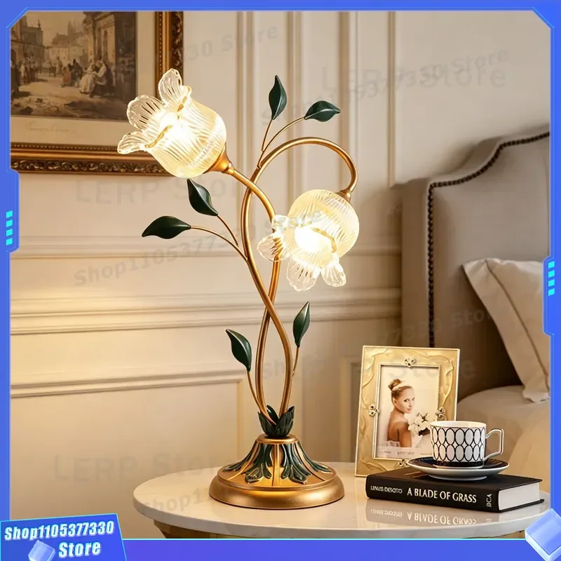 Modern Minimalist Art Table Lamp American Pastoral Creative Flower Decorative Light for Bedroom Children Room Bedside
