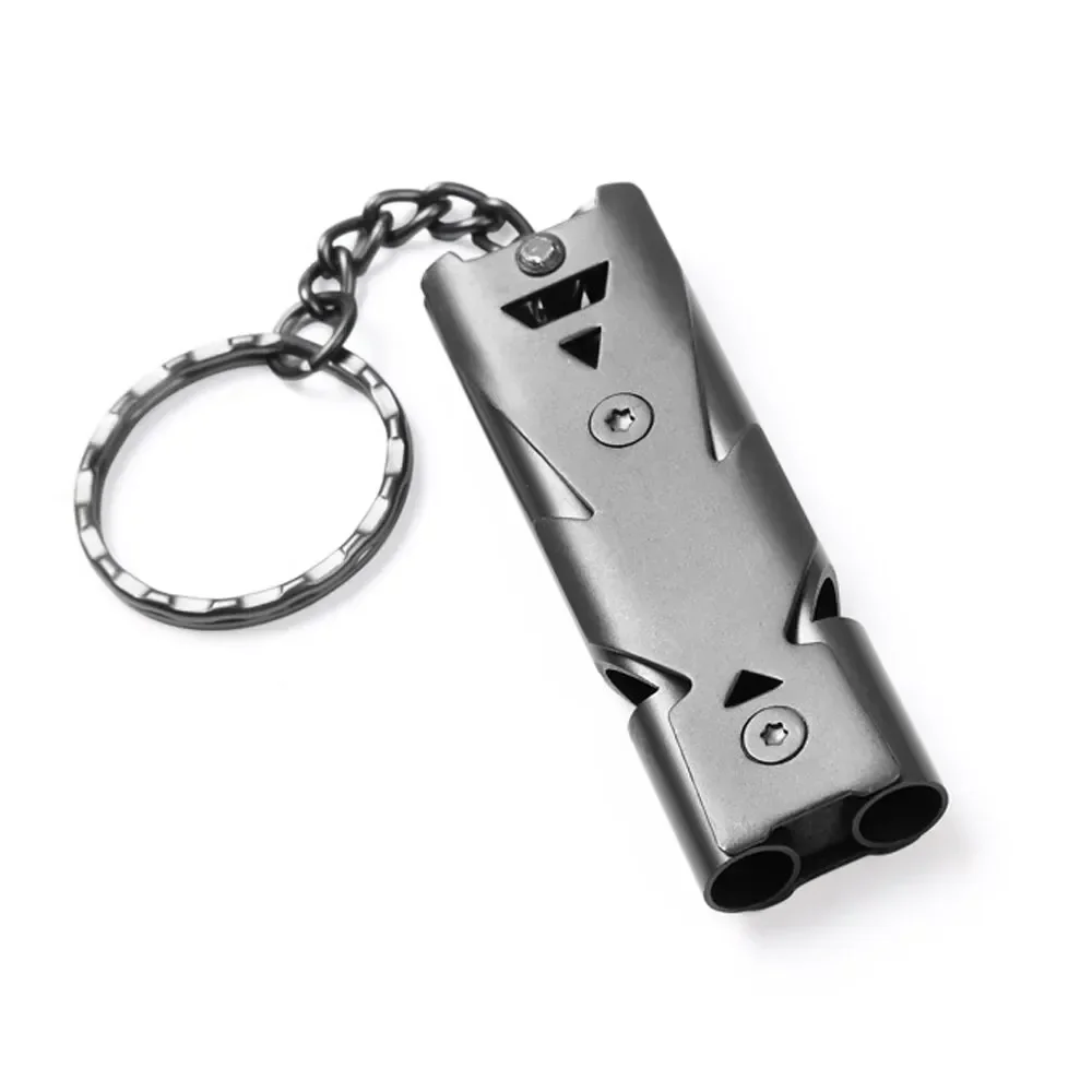 High Decibel Emergency Keychain Pendant Loud Outdoor Camping Tool Portable Multi Function Pack Double Tube Survival Whistle