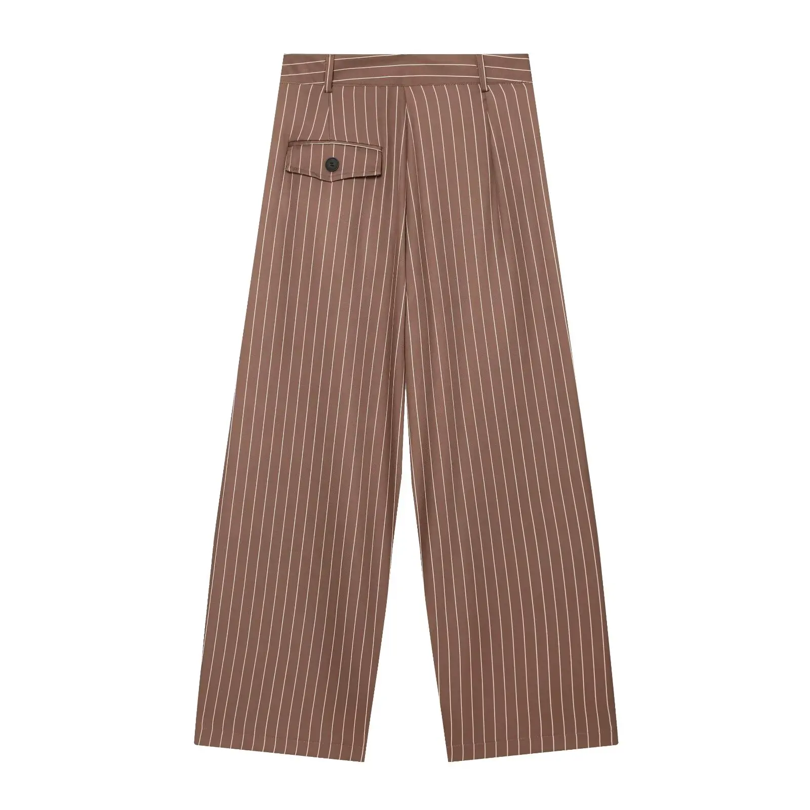 TFMLN Damen Mode Weite Hosen Vintage Hohe Taille Reißverschluss Lässige Gerade Hochgeschnittene Plissierte Lange Hosen Neu – Detail 15