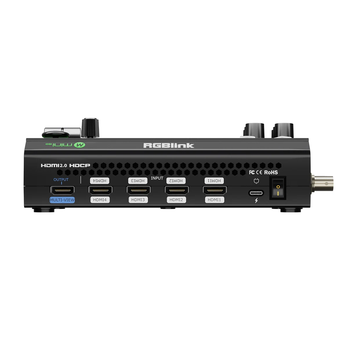 Switcher video all-in-one Rgblink mini ISO a 10 canali 4 ingressi SDI compatibili con HDMI