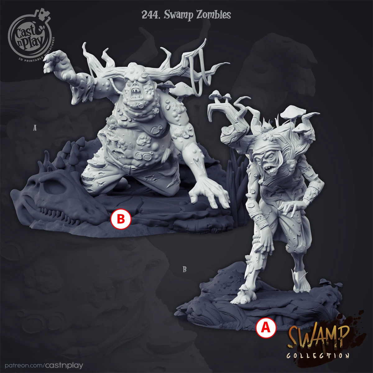 Model miniatur Resin [Swamp] penyihir pemburu, Slap Toad, Elf gelap, pria kadal, Ogre Dnd catur Model tidak dicat