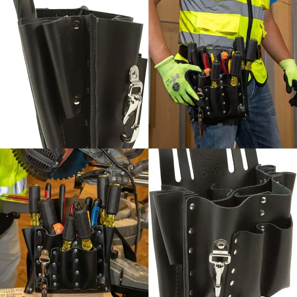 

Leather Pocket Tool Pouch with Knife Holder, 10 Compartments, Reinforced Stitching, Adjustable up to 2 Belt Width