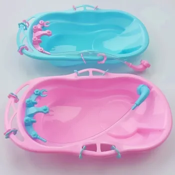 プラスチック製のバスタブのおもちゃ、子供用の小さな浴槽、家族をシミュレート、女の子と男の子