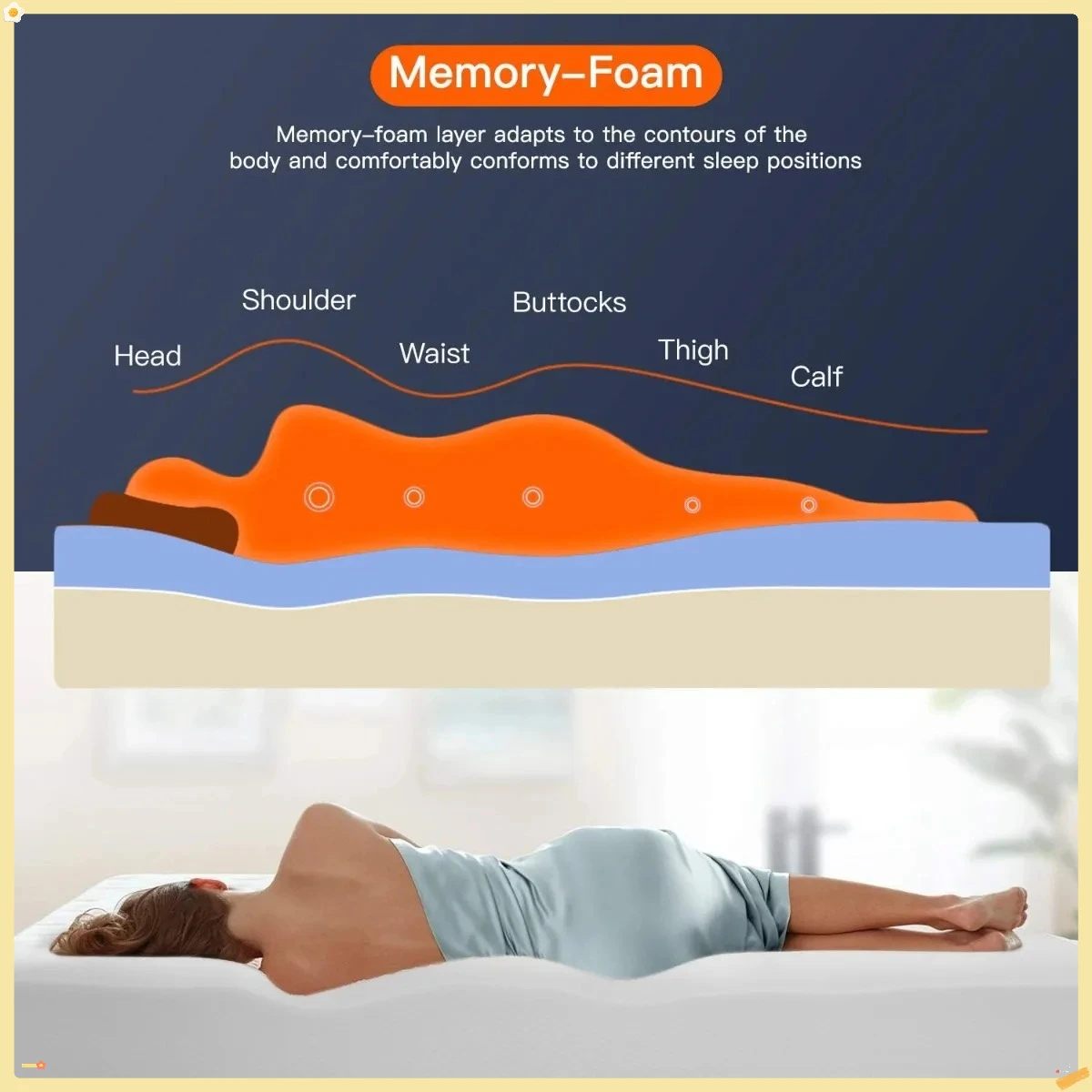 Colchão de 8", espuma viscoelástica de gel de firmeza média com capa removível e lavável, cama de resfriamento em uma caixa