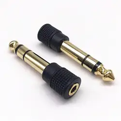 Microphone Speaker Plug Audio 6.35mm Male Plug to jack 3.5mm 3Poles Gold Plated Female Socket Speaker Adapter