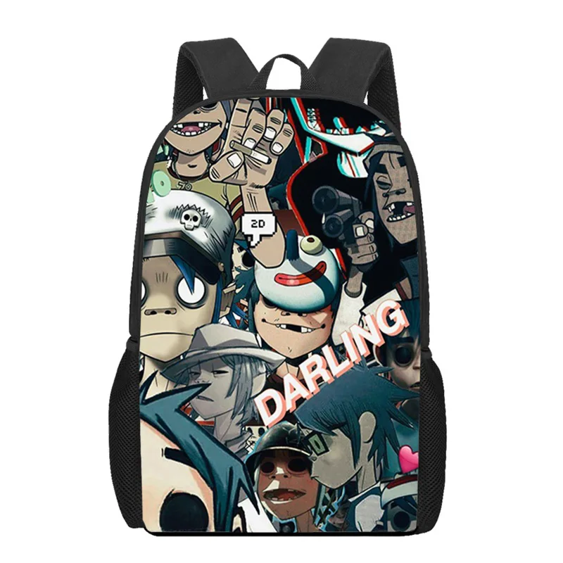 

Gorillaz Band Printed Backpacks Cartoon Pattern Kids School Book Bags Teenage Kawaii Schoolbag Boys Girls Casual Laptop Backpack