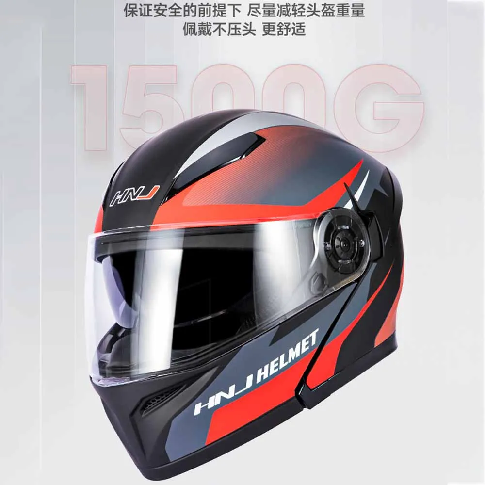 Black Red Flip Up Racing Helmets Wear-Resistant Motocross Kask Breathable Motorcycle Accessories Anti-Fall Head Protection M-2XL