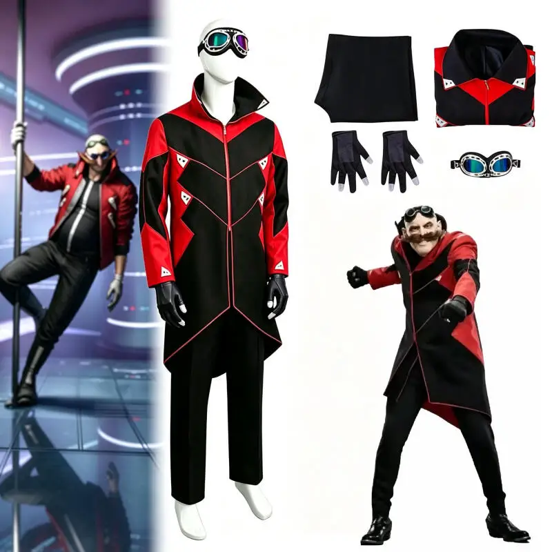 Dr. Eggman Cosplay Kostüm Anime Igel 2 Ivo Robotnik Halloween Für Männer Kleidung Mantel Brille Komplettset Karnevalskostüm Uniformen