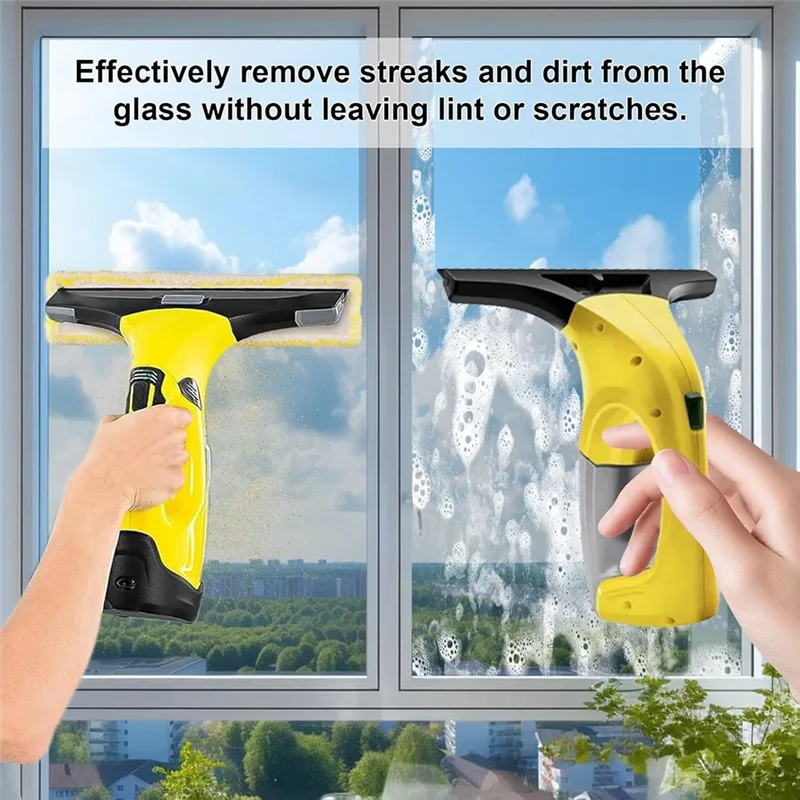 M14K-Microfiber Mop Cover Replacement Set With 2 Rubber Lip Squeegees Window Cleaning Highly Absorbent