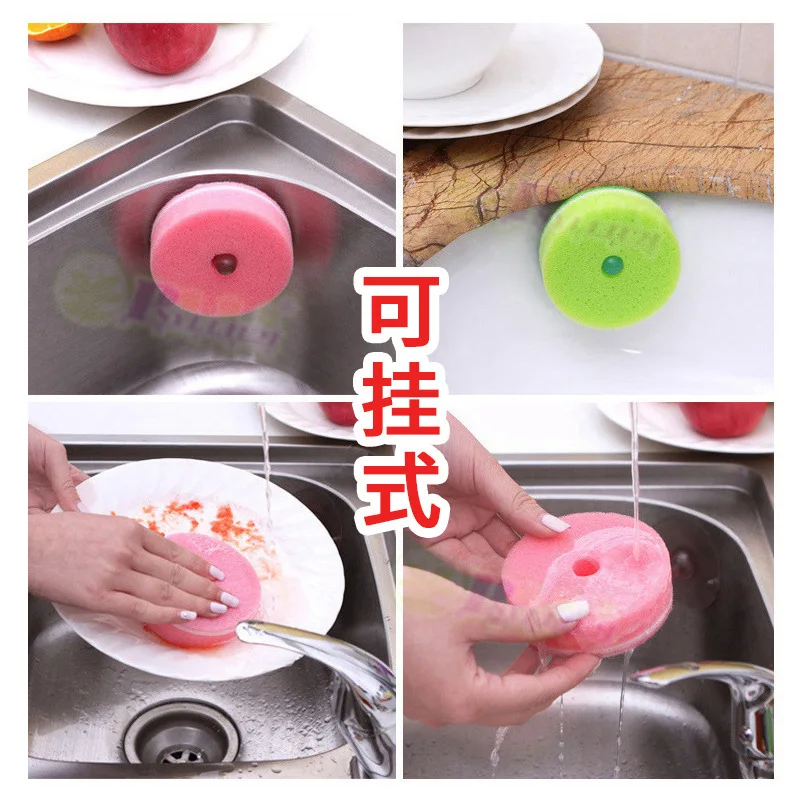 5Pcs Kitchen Dishwashing Sponge Bathroom Sponge Wiping Creativity Suction Cup Pot Brush Pot Sponge Household Cleaning Cloth