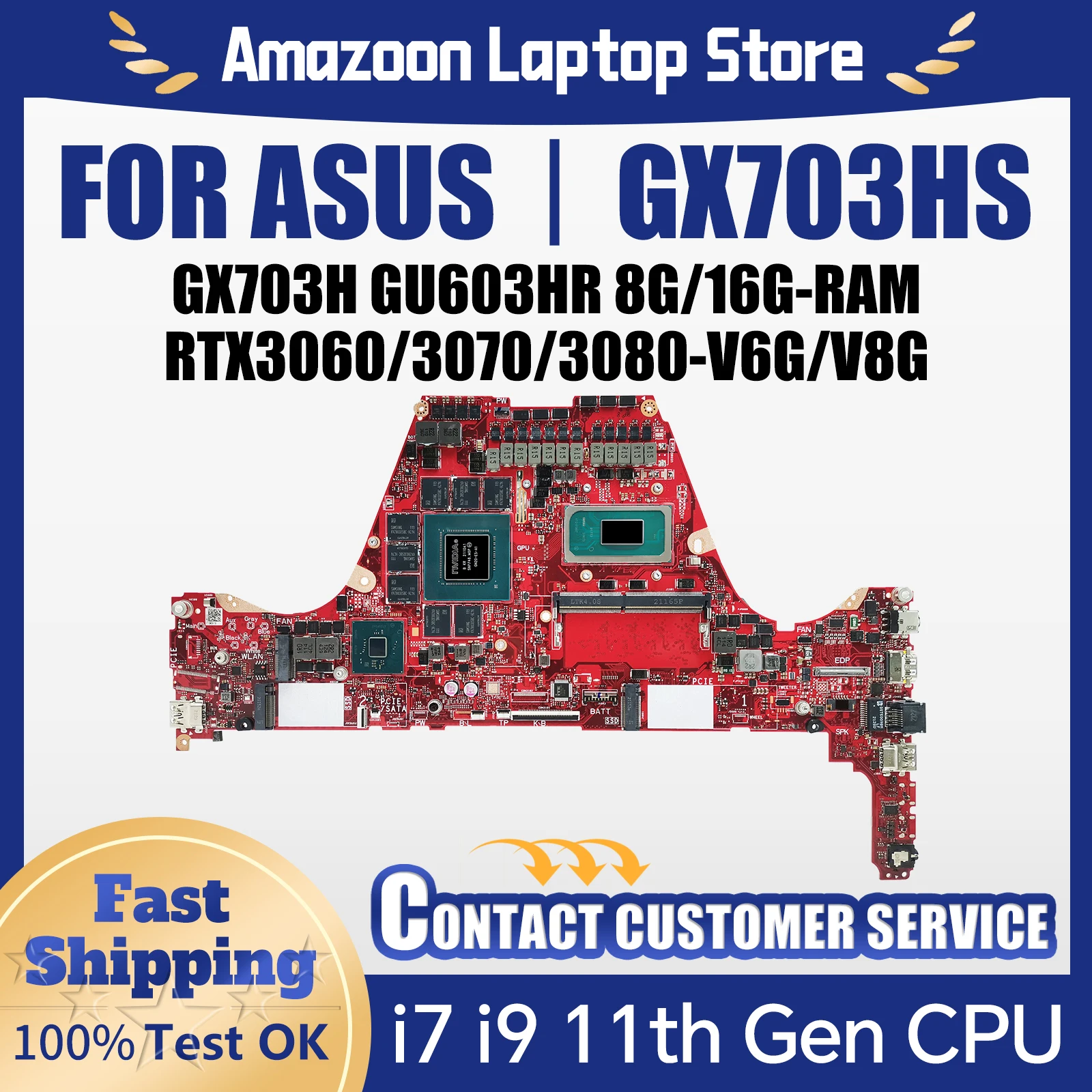 GX703HS Laptop Motherboard For ASUS GU603HM GX703H GU603HR GU603H GU603HE GX703HR Mainboard I7 I9 RTX3060/3070/3080