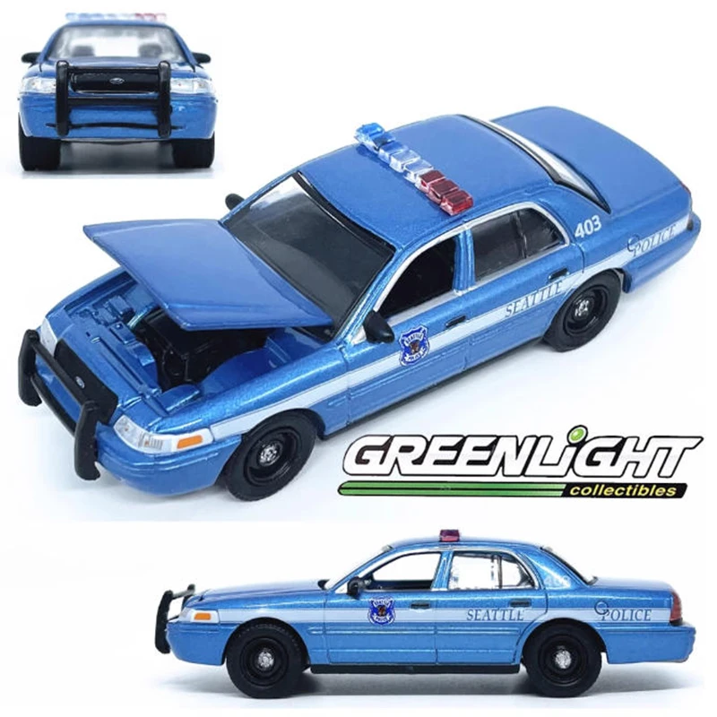 Модель Greenlight, литая под давлением 1:64, Ford CROWN VICTORIA, полицейский, INTERCEPTOR, модель автомобиля из сплава, классический сувенир для взрослых, подарок для хобби и игрушки