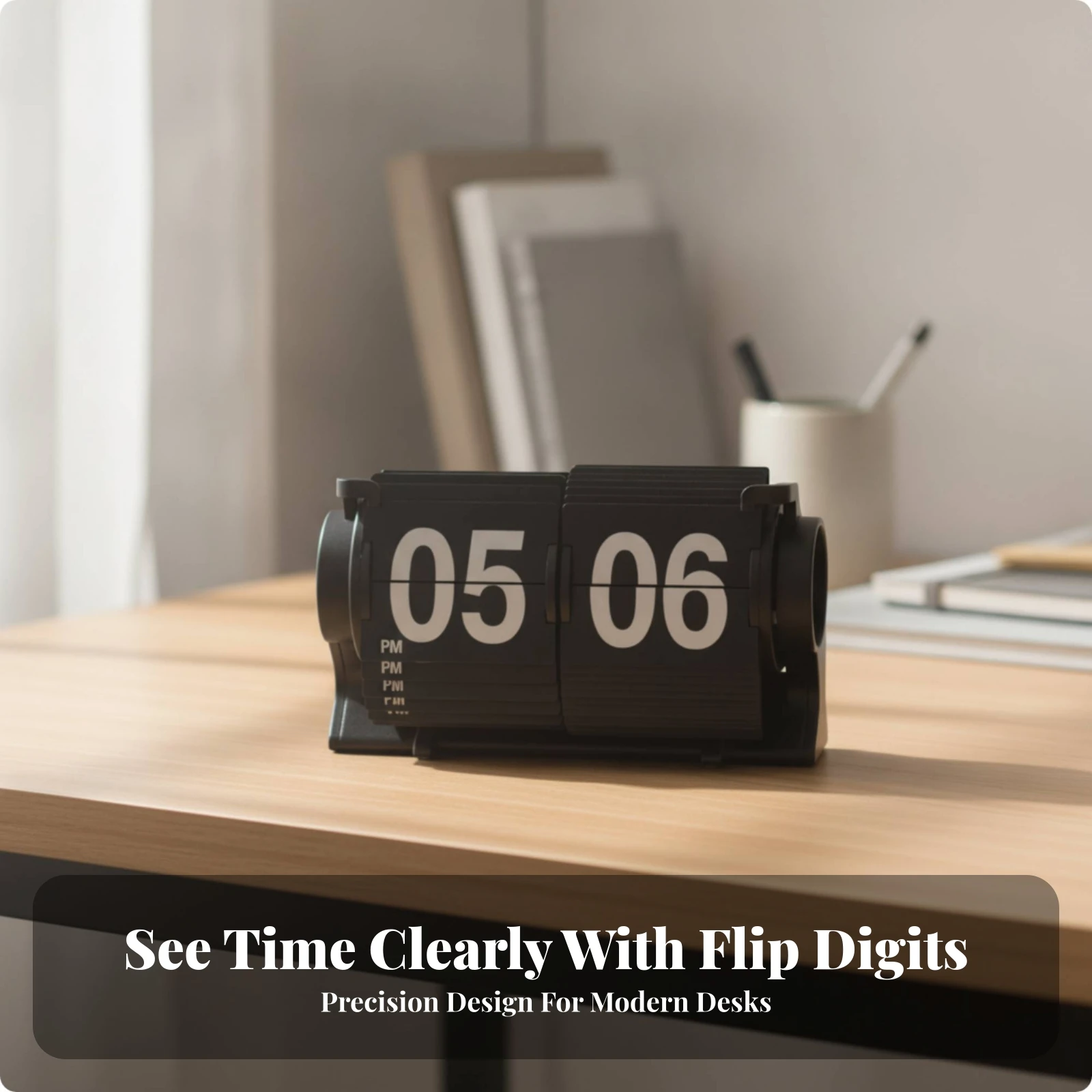 Mechanical Flip Clock Automatic Flip Clock for Minimalists, Office, Shelf