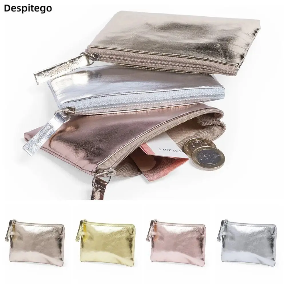 

Korean Style Solid Color Bright PU Coin Purse Fashion Design Zipper Coin Purse Earphone Pouch