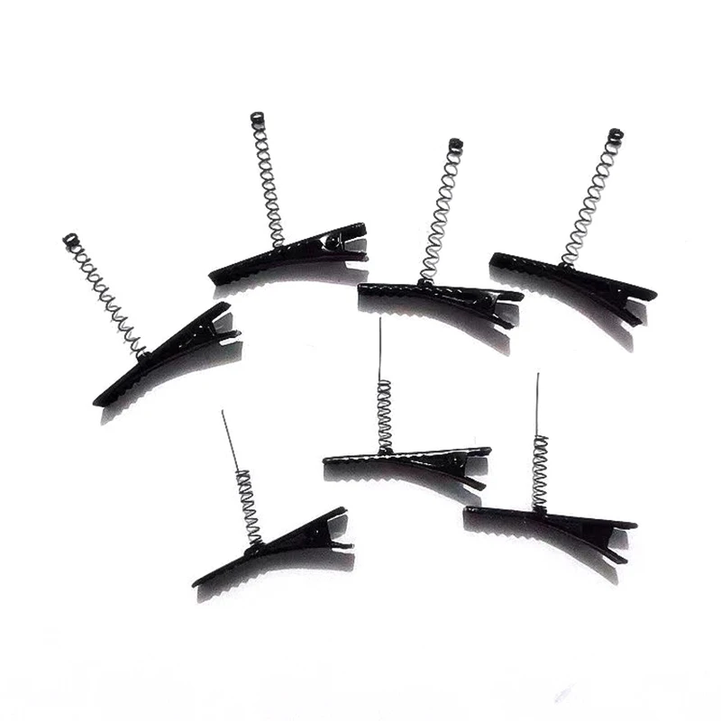 10 Stuks 40 Mm Zwart Metalen Clip Met Spiraalveer Krokodil Clip Ambachtelijke Haarclips Diy Basis Universele Haarclips