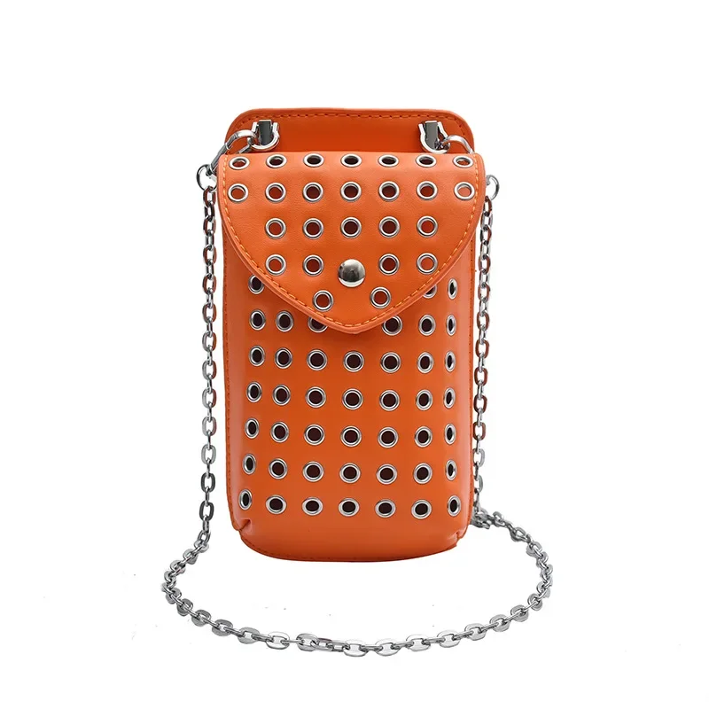 2024 Summer Hollow Out Single Shoulder Bag Desinger Flap Handbag And Purse Luxury Rivet Mini Crossbody Bag Lady Trendy Phone Bag